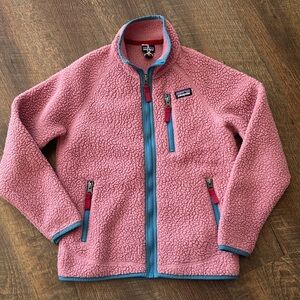 Patagonia Pink Fleece with Blue Trim